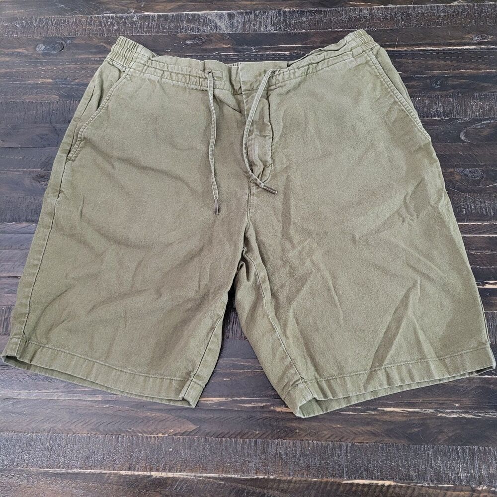 Barbour Men's Shorts W36 Olive Green Cotton Elastic Drawstring Relaxed Fit